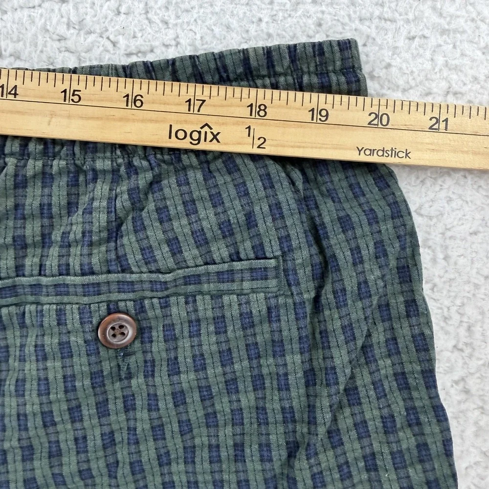 J.Crew Shorts Mens XL Green Check Chino Drawstring Waist Plaid Casual Summer